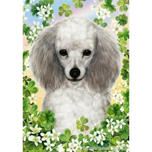 Clover Garden Flag - Silver Grey Poodle 311891