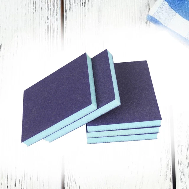 Lot De 2 éponges De Ponçage Grain 120 – Bloc De Ponçage Bleu 4,7 X 3,9 X 0,4 Pouces
