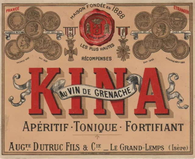 "KINA au VIN de GRENACHE DUTRUC Fils & Cie" Etiquette-chromo originale fin 1800