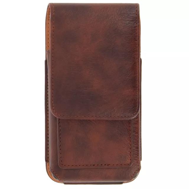 Housse Etui Ceinture Vertical Cuir Smartphone Taille L - Marron