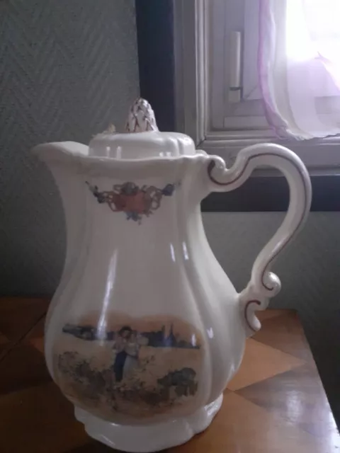 Ancienne Cafetière Théière En Faïence De Sarreguemines Obernai