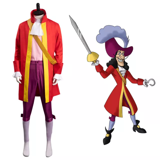Captain Hook Costume Adult Pirate Halloween Fancy Dress
