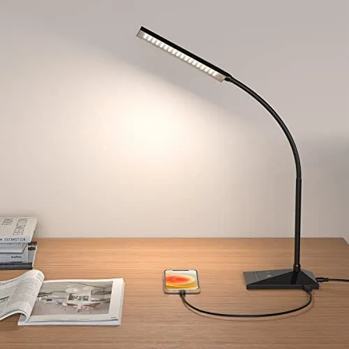 RAOYI LED Desk Lamp 12W Dimmable Table Lamp Eye-Caring Reading Light with USB...