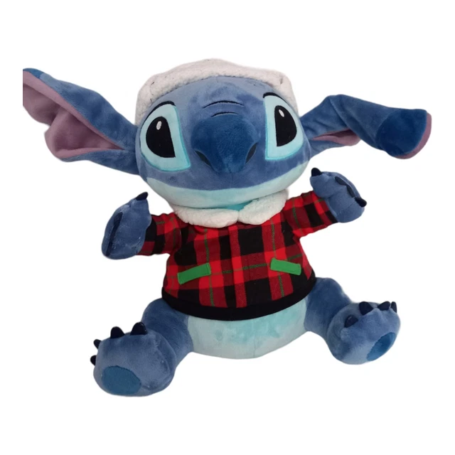 WALT DISNEY STORE Stitch Plush Toy Christmas Plaid Jacket Hat Soft