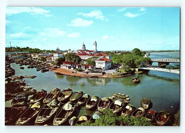 Lots of Boats Singapore River Singapore Bird Eye Aerial View Vintage Postcard D3