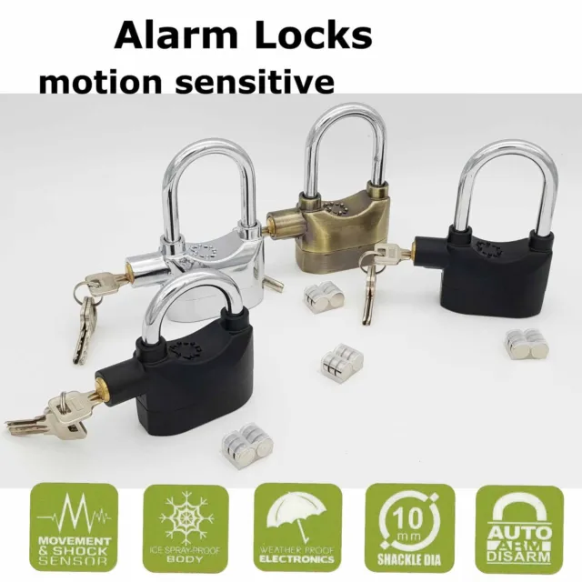 Alarmed Motion Sensor Padlock Motorbike Alarm Lock Bike Container Shed Security