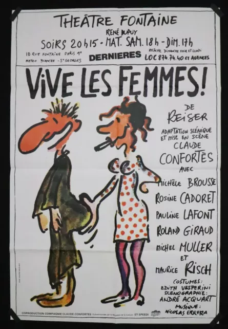VIVE LES FEMMES ! Rare affiche théâtre Fontaine Paris 1983 - 120x80cm - REISER
