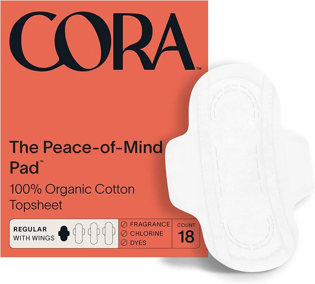 Almohadillas orgánicas Cora | Almohadillas de período ultrafinas con alas | Absorbencia regular |