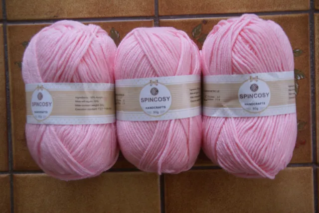 Lot De 3 Pelotes De Laine Fil Tricot  Spincosy  Pelote De 50G