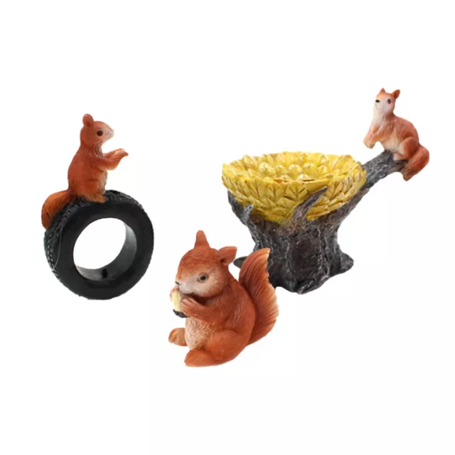 3 Pcs Squirrel Resin Ornament Landscape Plant Pot Decoration Miniature