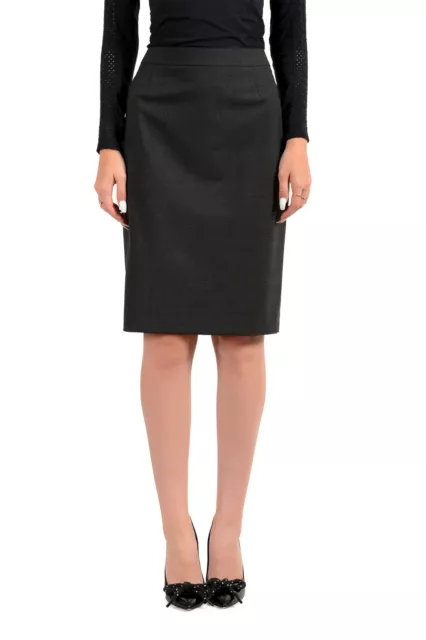 Hugo Boss Women's "Vilea" Gray Wool Pencil Skirt