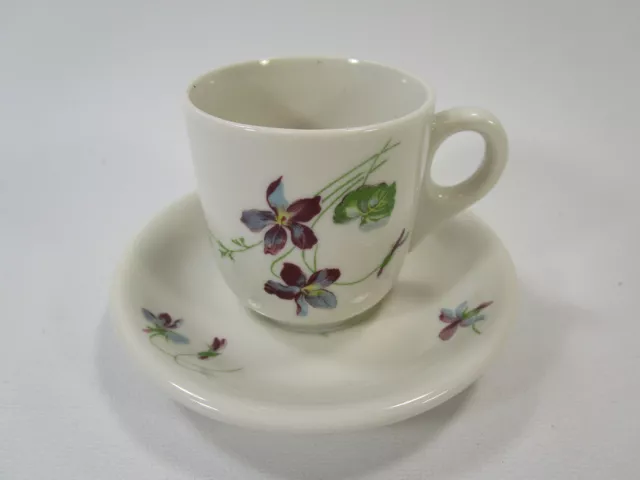CB&Q RR Violets and Daisies Cup & Saucer Syracuse China NICE Demitasse Demi