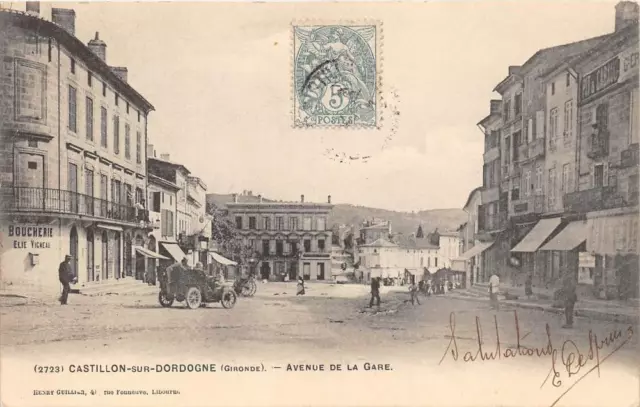 CPA 33 CASTILLON SUR DORDOGNE AVENUE DE LA GARE (back not divided) shot not court