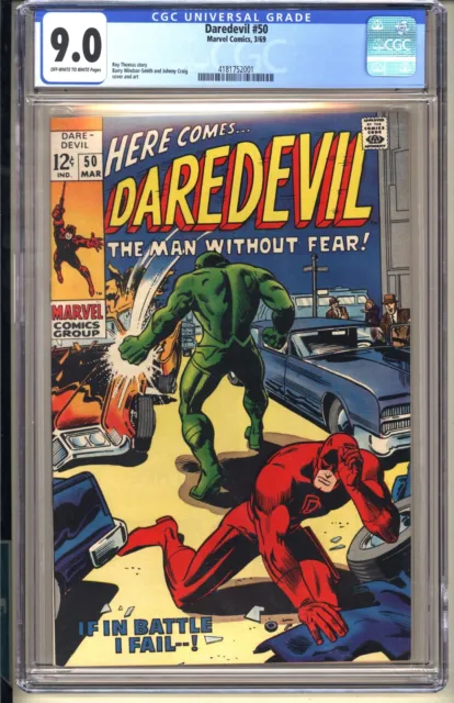 DAREDEVIL #50  CGC 9.0 OWW VF/NM  Marvel Comics 1969 Barry Windsor-Smith  v1