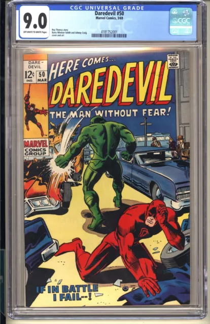 DAREDEVIL #50  CGC 9.0 OWW VF/NM  Marvel Comics 1969 Barry Windsor-Smith  v1