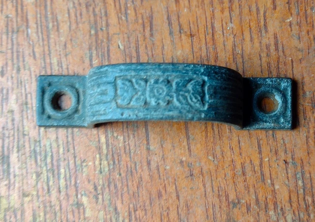 Antique Petite Fancy Victorian Iron Screen or Cabinet Door Handle or Pull 1890