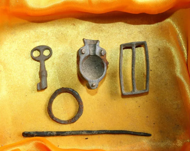 1 SET Bronze Part of a mold, Needle, Key, Buckle, Ring