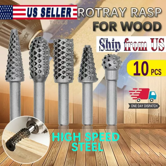 10x Rotary Burr Set Tungsten Carbide Burrs Shank Die Grinder Bit Polishing Drill