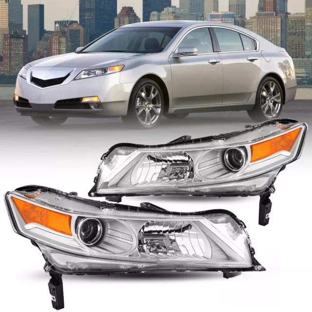 For 2009 2010 2011 2012 2013 2014 Acura TL Sedan Chrome HID Headlights Pair