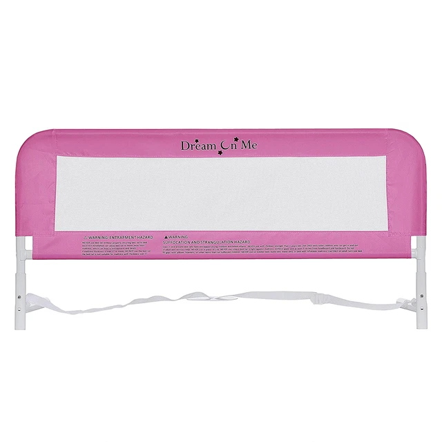Dream On Me Hide Away Safety Bed Rail for Kids Baby Security Mesh Blush Pink
