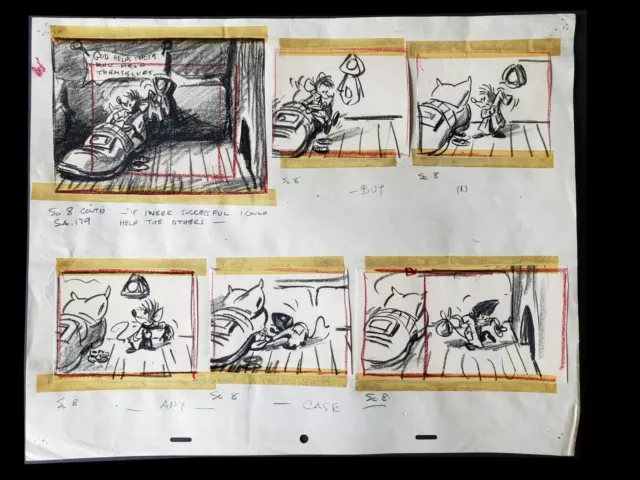 Disney Original Production Storyboards by Bill Peet from Ben and Me 1953.