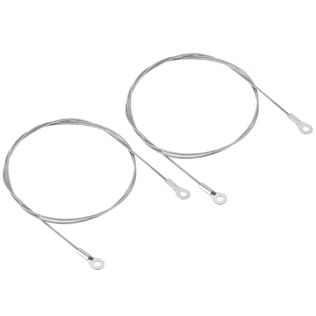 2Pcs 1.5mmx80cm Steel Security Cable 4mm ID Eyelets Ended Safety Wire Rope