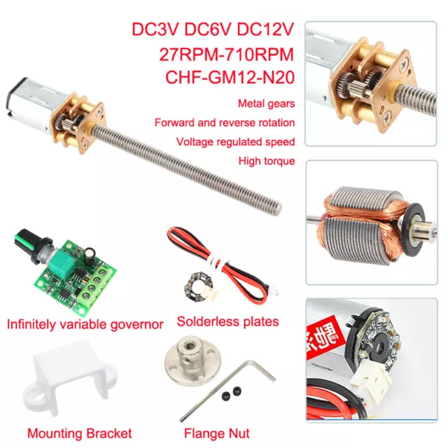 27-710RPM Geared Micro Motor M4 Screw Shaft Speed Reduction Gearbox DC 3v 6v 12v