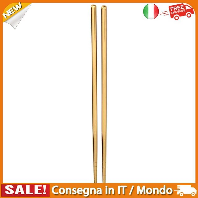 IT 1 Pair Stainless Steel Chopsticks Tableware Non-slip Food Sticks (Gold)