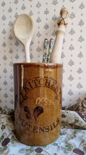 Vintage Pearsons Chesterfield, Kitchen Utensils Brown Stoneware Storage Jar Vase