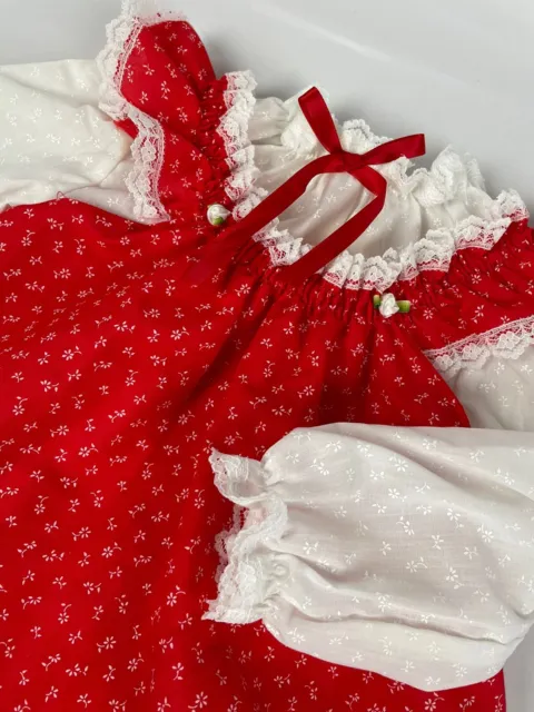 Vintage Sweet Treats Girl 2T Pinafore Dress Red White 2 Pcs