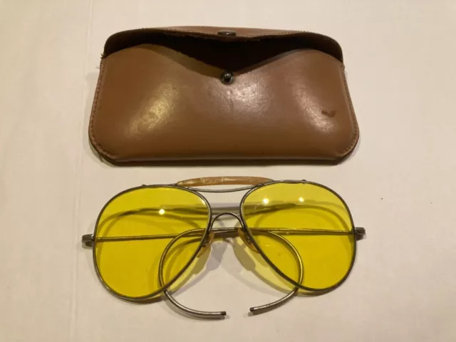 American Optical vintage HazeMaster Aviator yellow lens sunglasses with case