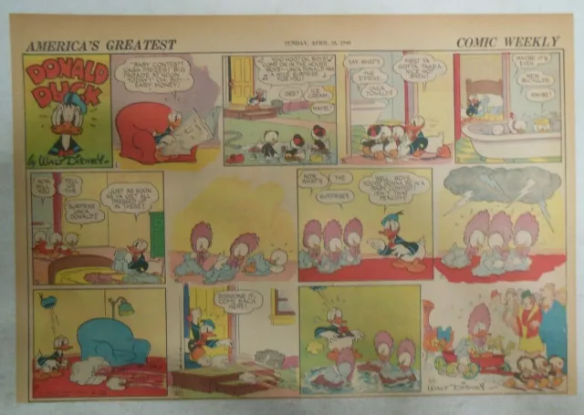 Donald Duck Sunday Page by Walt Disney from 4/28/1940 Half Page Size