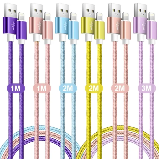 Fast Charger 3 PACK USB cable for Apple iPhone 5 6 7 8 X XS XR 11 12 13 Pro iPad