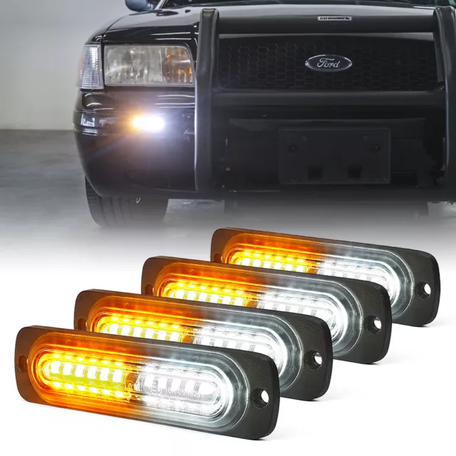 Xprite 4Pcs LED Car Truck Emergency Beacon Warning Hazard Flash Strobe Light Bar