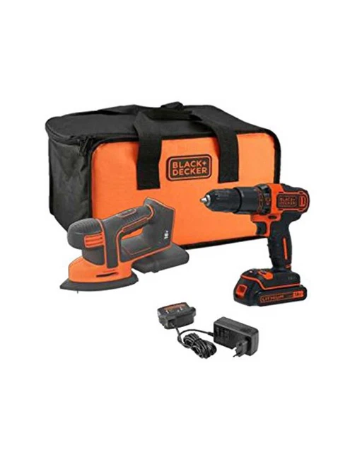 Lot De Perceuse à Percussion + Ponceuse Mouse Black + Decker 18V + Batterie