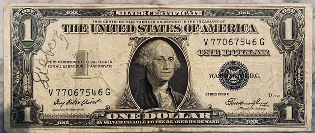 1935 and 1957 One Dollar Blue Seal Note Silver Certificate Old US Bill $1 Money 4