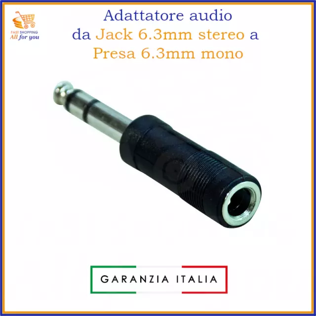 Adattatore jack da 6.3 maschio stereo a femmina mono convertitore per cavo audio