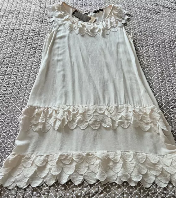 Women's Kosmika Italian Sleeveless Ivory Silk Dress-Small-Nwt!