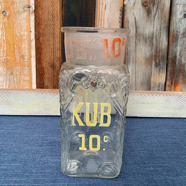 ANCIEN BOCAL PUBLICITAIRE Bouillon Kub Epicerie Verre Emaille EUR 150