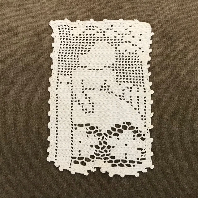 Scottish Vintage Hand-Crochet Girl at Gate (Great for Framing!) Doily