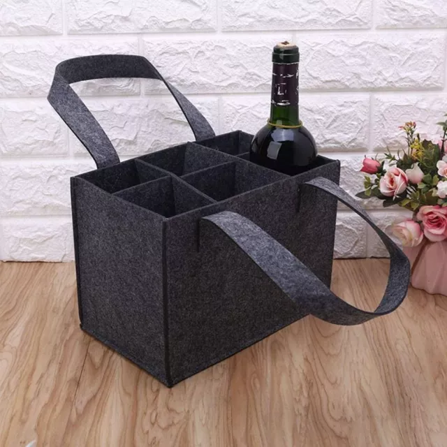 Wine Bottle Carrier for 6 Bottles Felt Wine Bottle Holder Bag with Carry Handle