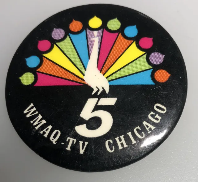 WMAQ Chicago TV Station WMAQ-TV Peacock Television Vintage Button Pin Pinback