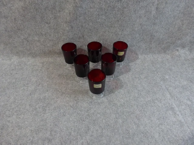 8 verres à pied en verre brun fumé - Cavalier/Suède Luminarc Arcoroc France - vintage années 70