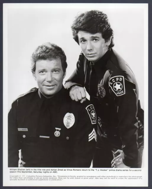 William Shatner & Adrian Zmed T. J. HOOKER police drama 1983 ORIG TV PHOTO 8x10