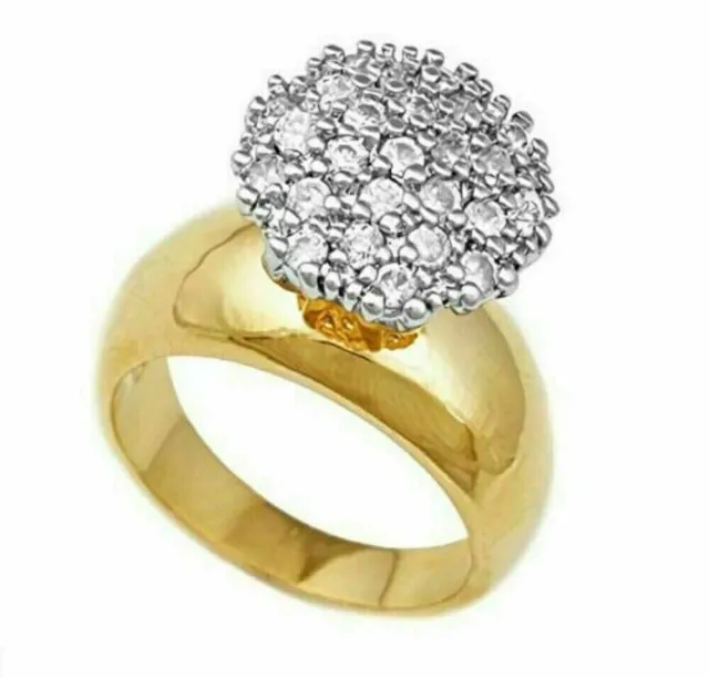 2.00Ct Round Cut Lab Created Diamond Cluster Wedding Ring 14k Yellow Gold Plated