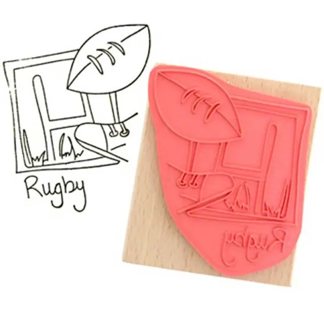 Create & Craft SPORT RUGBY Rubber Ink Stamp on Beech Block - Free UK P&P