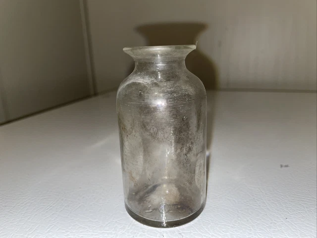 VTG Clear Glass Apothecary Medicine Stopper Top Jar Drugstore Pharmacy bottle 4”