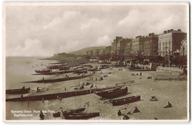 Eastbourne General View From The Pier Sussex - 1935 RPPC Postcard R14