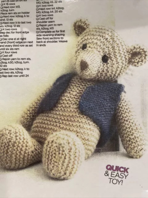 Teddy bear knitting pattern Fully Laminated In Colour Quick And Easy Toy