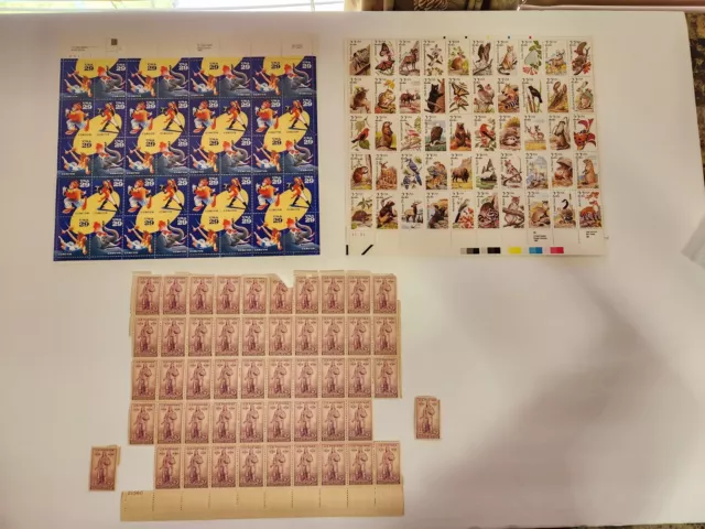 Lot US Postage Stamps Unused Sheets Clown Circus, Wildlife, 1936 Rhode Island